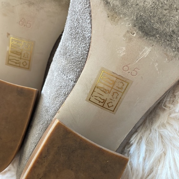 JEFFREY CAMPBELL Bitsie Grey Suede Retro Round Toe Wooden Block Heels | Size 6.5 - Picture 6 of 8